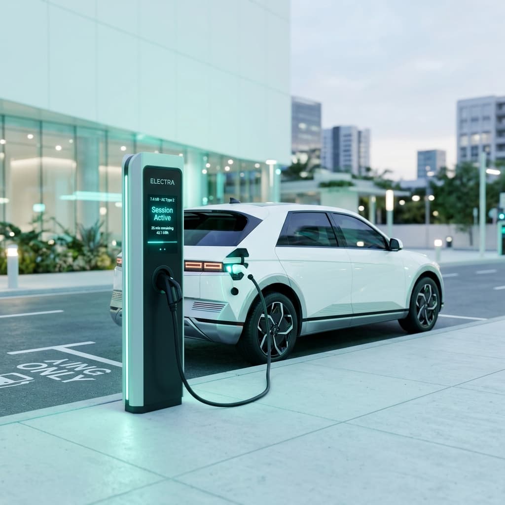 EV charging station with electric vehicle