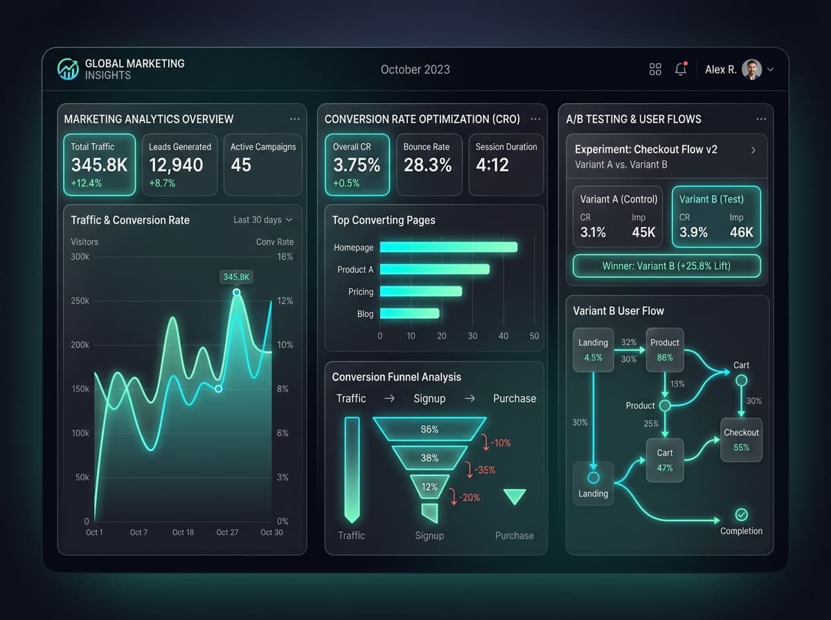 Sleek Google Analytics marketing dashboard visual