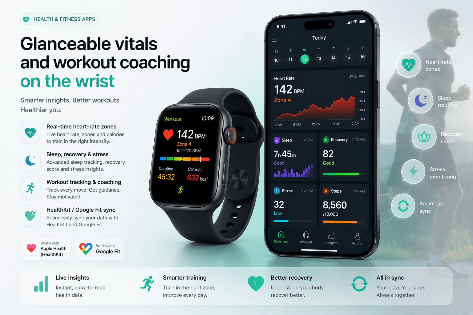 Health and fitness wearable app