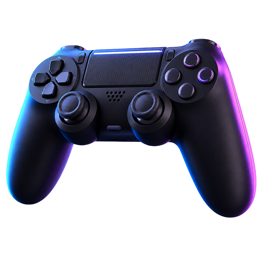 Neon-lit gaming controller for creative game development