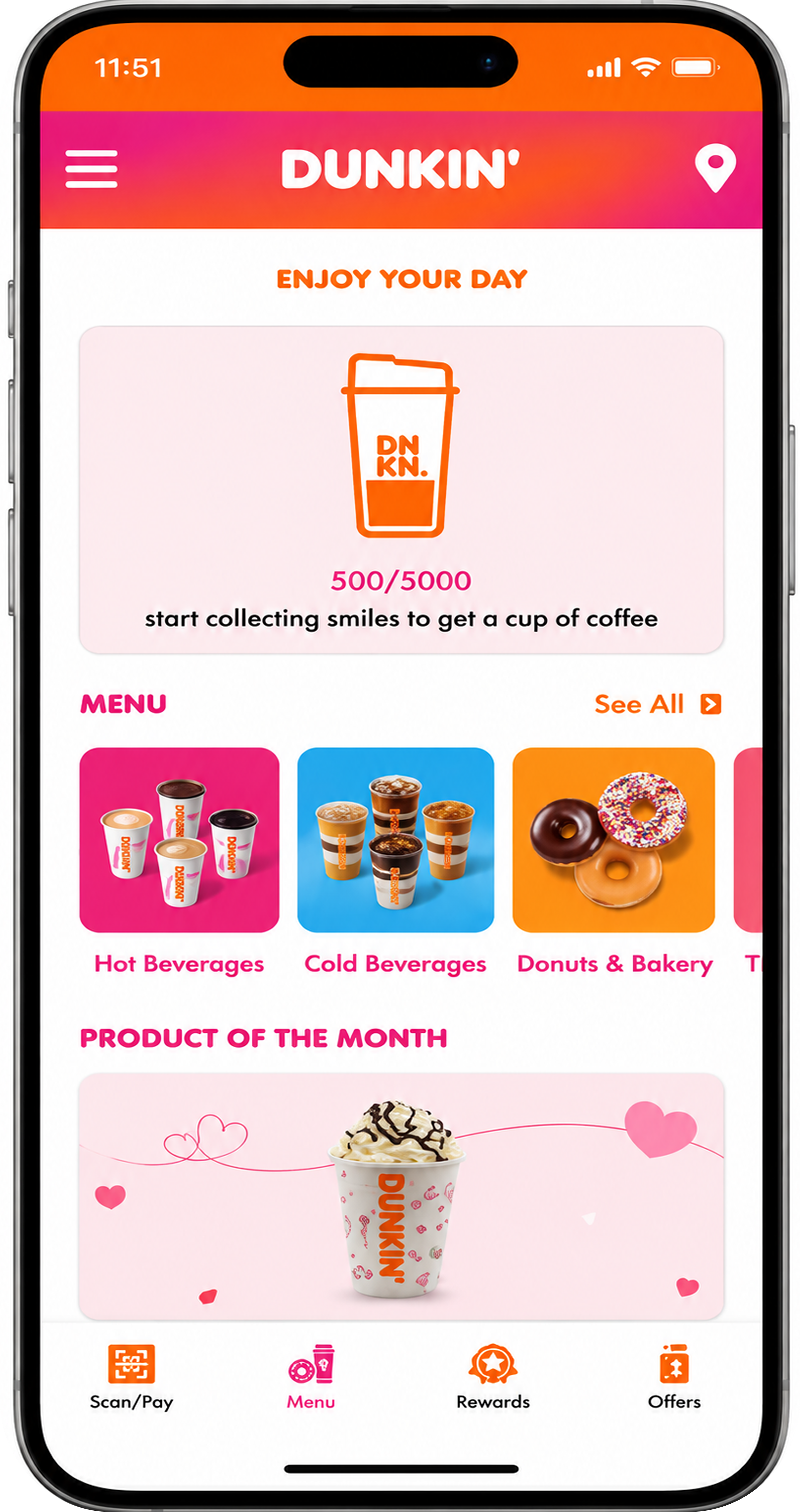 Dunkin app order screen