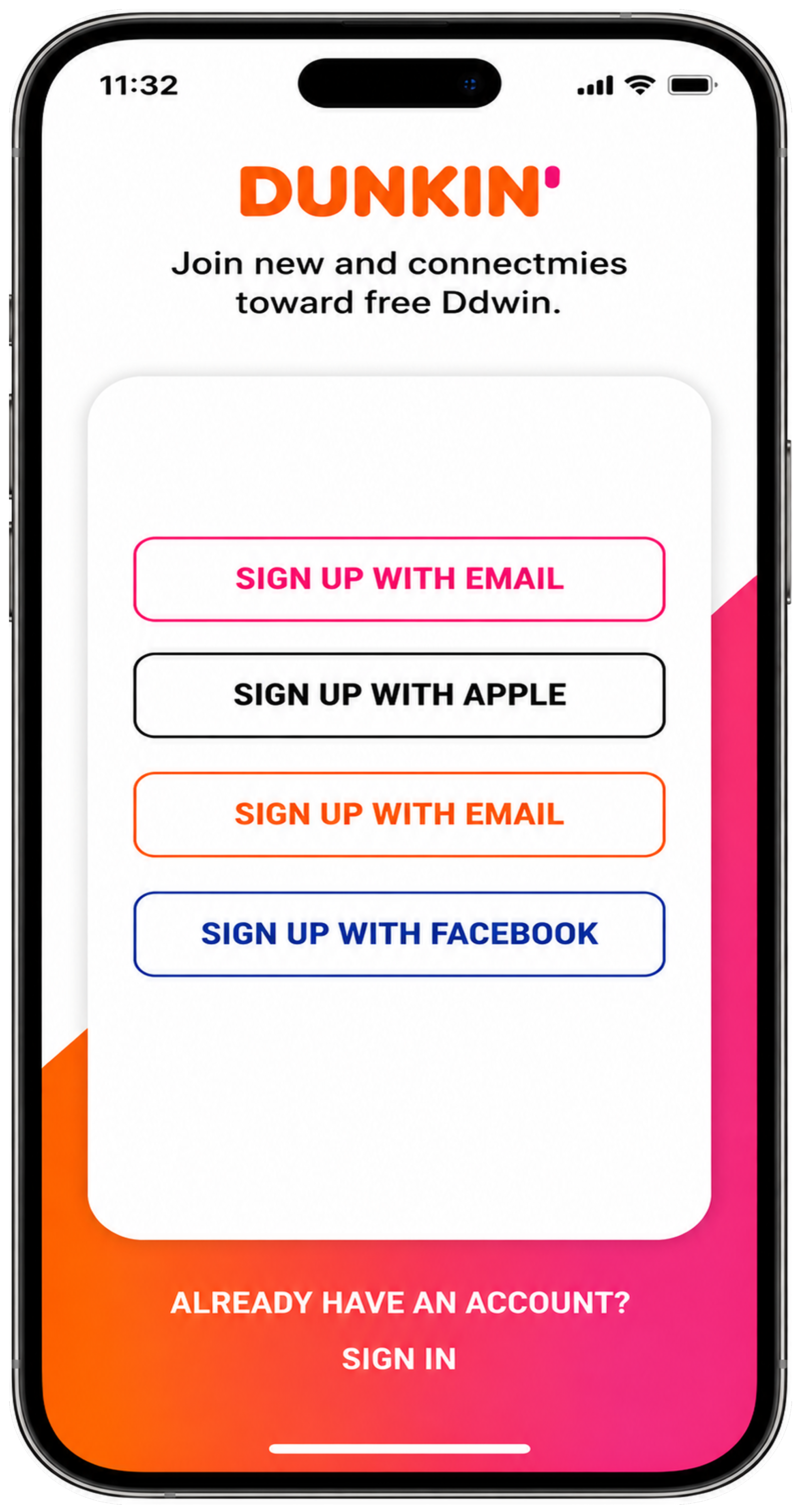 Dunkin app order screen