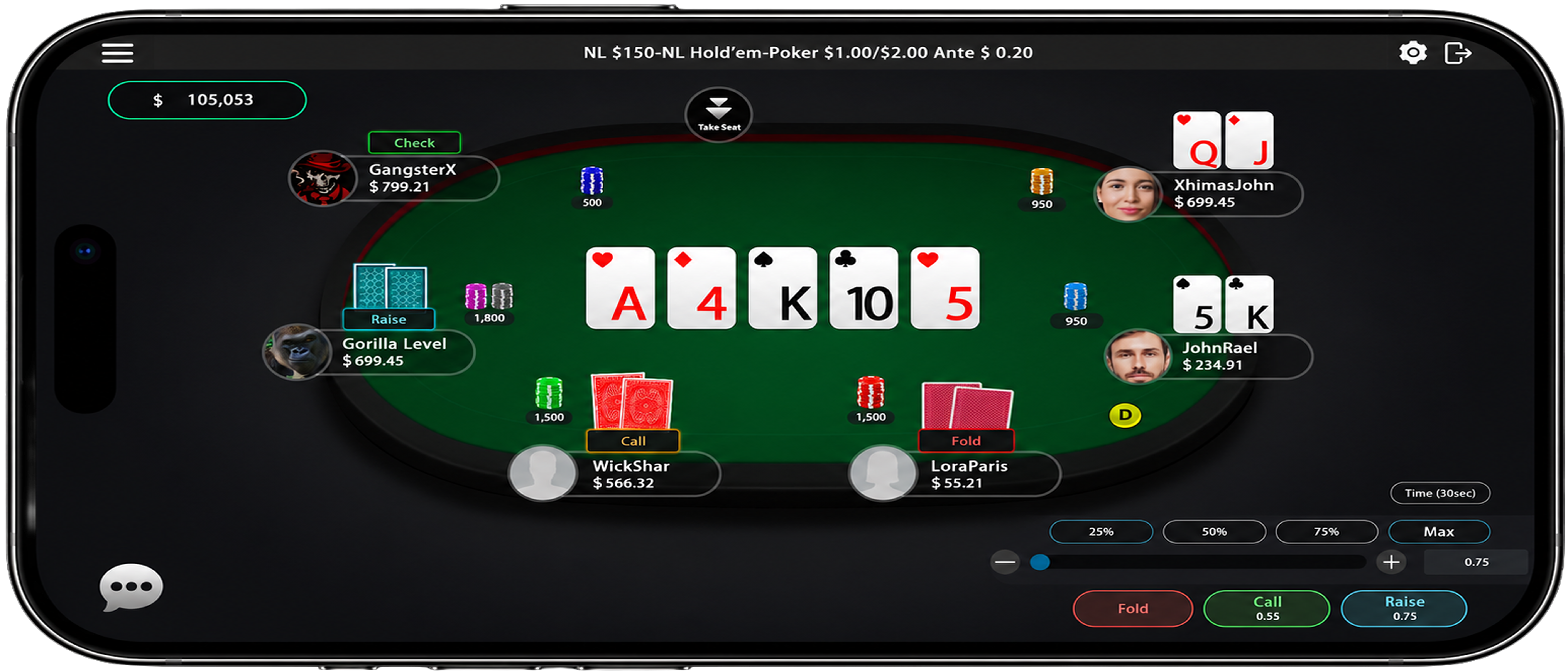 Poker Chain gameplay screen