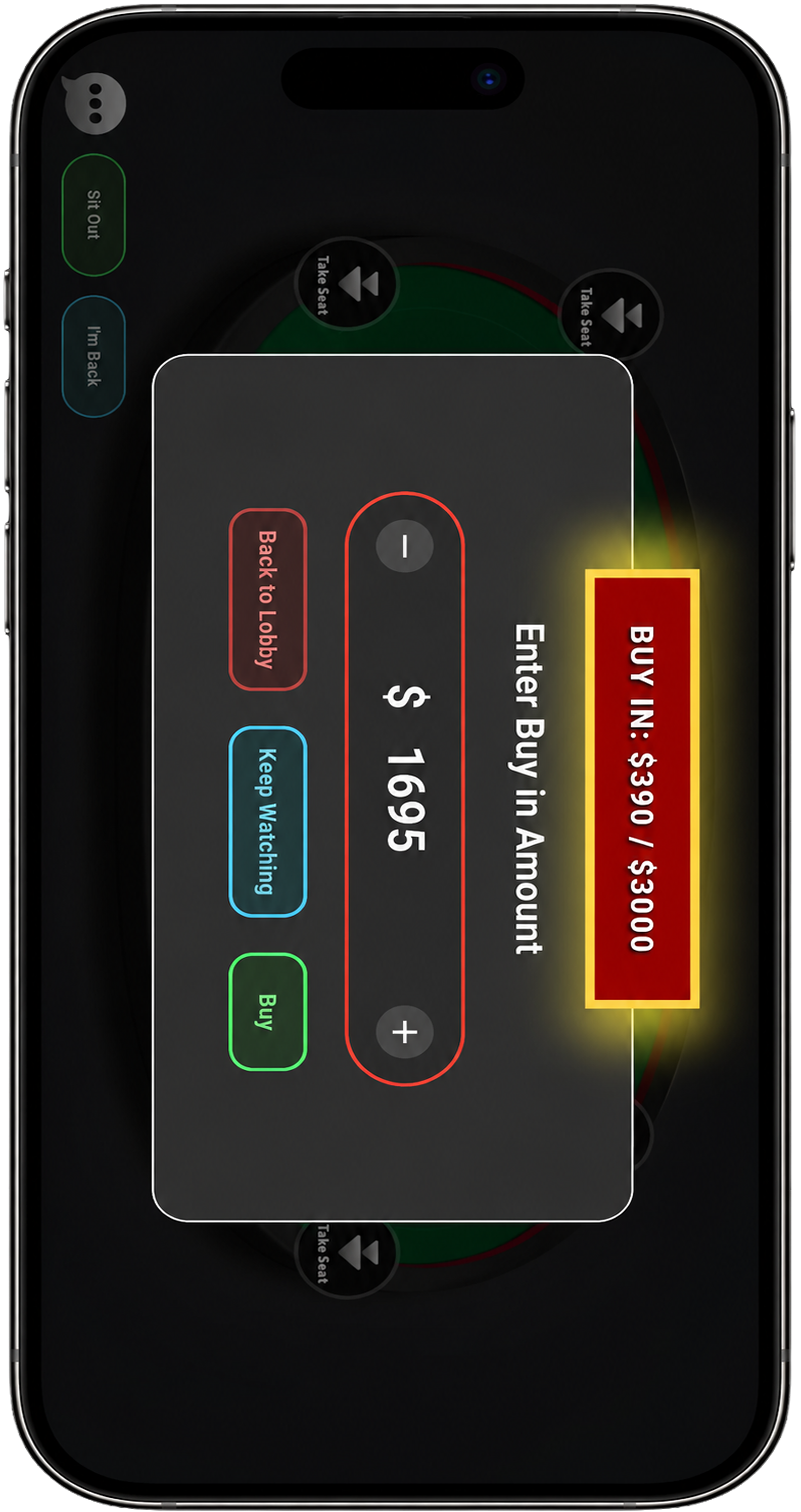 Poker Chain buy-in screen